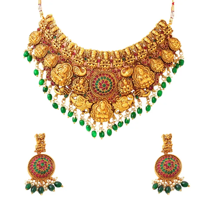 Yellow Chimes Jewellery Set for Women and Girls Temple Jewellery Set for Women Gold Plated Traditional Choker Necklace Set Birthday Gift for girls and women Anniversary Gift for Wife Yellow Chimes Earrings Yellow Chimes Jewellery Set for Women and Girls Temple Jewellery Set for Women Gold Plated Traditional Choker Necklace Set Birthday Gift for girls and women Anniversary Gift for Wife Yellow Chimes Earrings