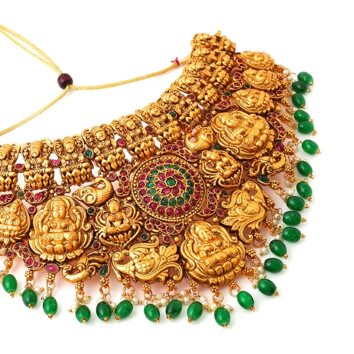 Yellow Chimes Jewellery Set for Women and Girls Temple Jewellery Set for Women Gold Plated Traditional Choker Necklace Set Birthday Gift for girls and women Anniversary Gift for Wife Yellow Chimes Earrings