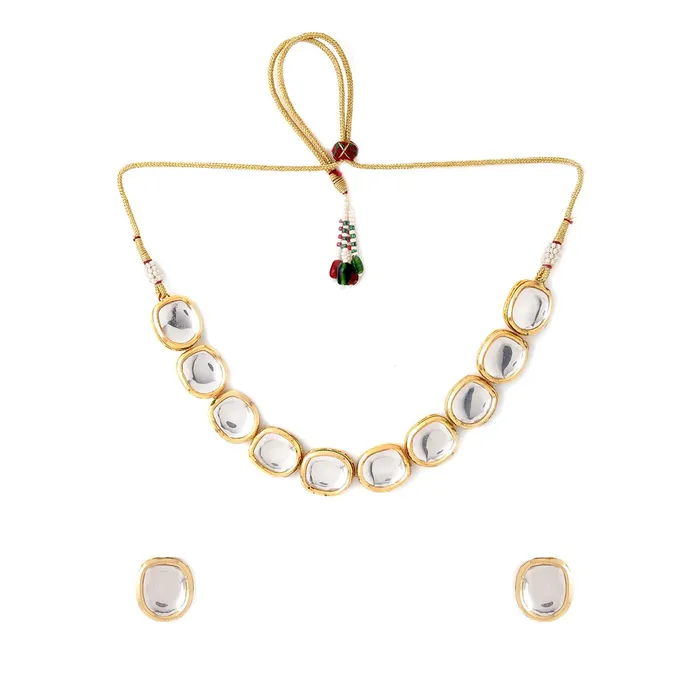 Yellow Chimes Jewellery Set for Women and Girls Traditional Kundan Necklace Set Gold Plated Kundan Choker Necklace Set Birthday Gift for girls and women Anniversary Gift for Wife Yellow Chimes Necklaces
