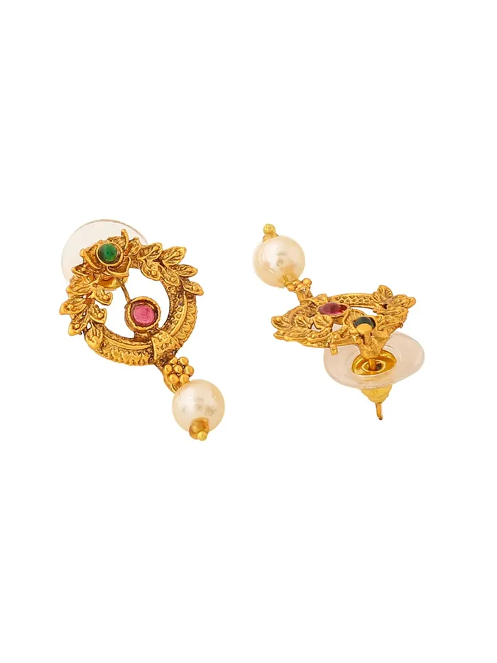 Yellow Chimes Jewellery Set for Women Gold Plated Beads Drop Designed Crystals Studded Bridal Choker Necklace Set for Women and Girls Yellow Chimes Necklaces