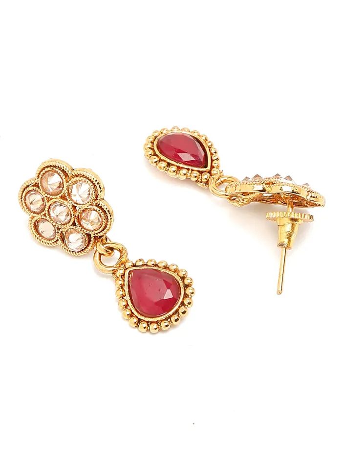 Yellow Chimes Jewellery Set for Women Gold Plated Floral Designed Tear Drop Multicolor Crystal Studded Choker Necklace Set with Earrings for Women and Girls Yellow Chimes Necklaces