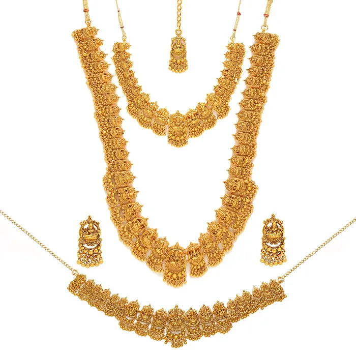 Yellow Chimes Jewellery Set for Women Gold Plated Temple Bridal Choker Necklace with Long Necklace Kamarbandh and Earrings for Womens and Girls Yellow Chimes Bracelets Yellow Chimes Jewellery Set for Women Gold Plated Temple Bridal Choker Necklace with Long Necklace Kamarbandh and Earrings for Womens and Girls Yellow Chimes Bracelets