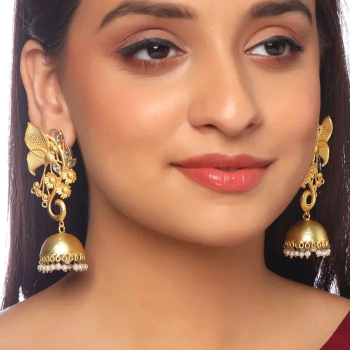 Yellow Chimes Jhumka Earrings for Women Gold Plated Matte Finish Traditional Jhumka Jhumki Earrings for Women and Girls Yellow Chimes Earrings