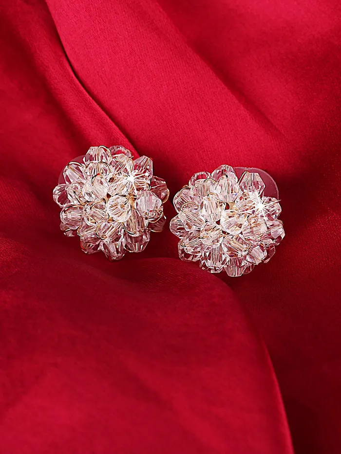 Yellow Chimes Latest Collection Sparkling Crystal Bunch Stud Earrings For Women and Girls Yellow Chimes Necklaces
