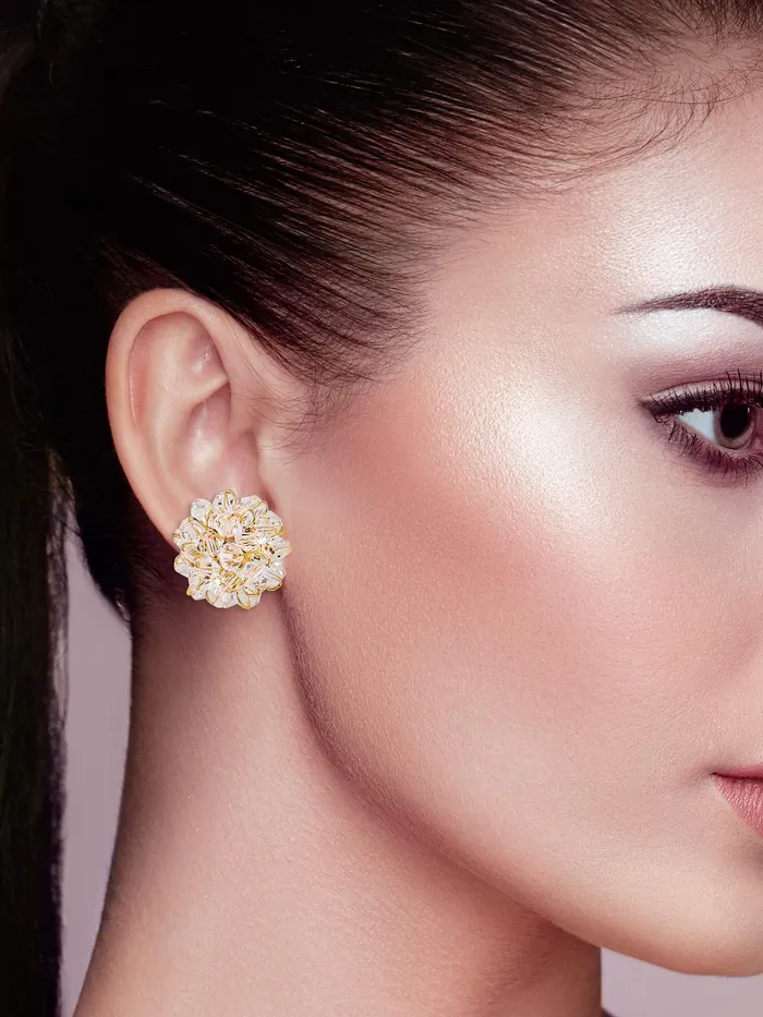 Yellow Chimes Latest Collection Sparkling Crystal Bunch Stud Earrings For Women and Girls Yellow Chimes Necklaces