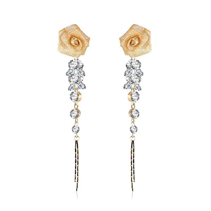 Yellow Chimes Luxurious Latest Modal Floral Designer Cubic Zircon Dangle Earrings For Women Yellow Chimes Earrings Yellow Chimes Luxurious Latest Modal Floral Designer Cubic Zircon Dangle Earrings For Women Yellow Chimes Earrings