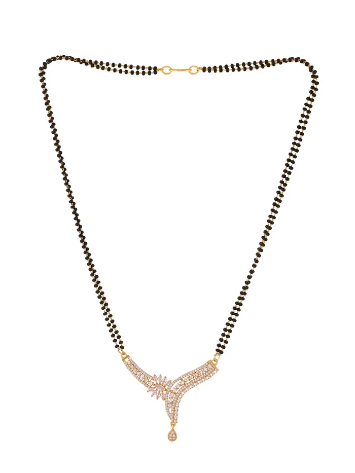 Yellow Chimes Mangalsutra for Women Rose Gold Plated ADAmerican Diamond Studded Floral Designed Mangalsutra for Women and Girls Yellow Chimes Earrings
