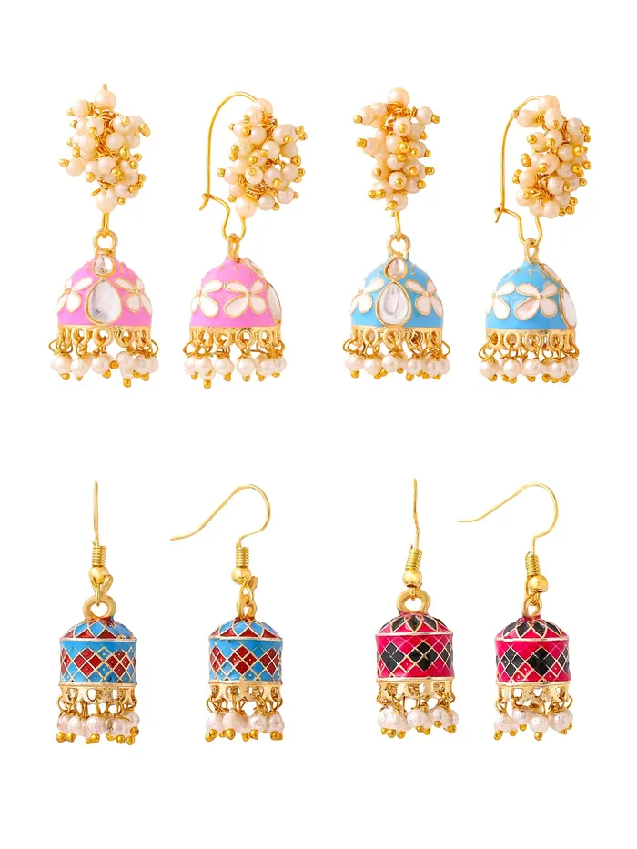 Yellow Chimes Meenakari Jhumka Earrings for Women Traditional Mothi Hoop Jhumki Earrings Set for Girls Combo of 4 Pairs Jhumkas Ethnic Gold Plated Women Earrings Birthday Gift For Girls Yellow Chimes Necklaces Yellow Chimes Meenakari Jhumka Earrings for Women Traditional Mothi Hoop Jhumki Earrings Set for Girls Combo of 4 Pairs Jhumkas Ethnic Gold Plated Women Earrings Birthday Gift For Girls Yellow Chimes Necklaces