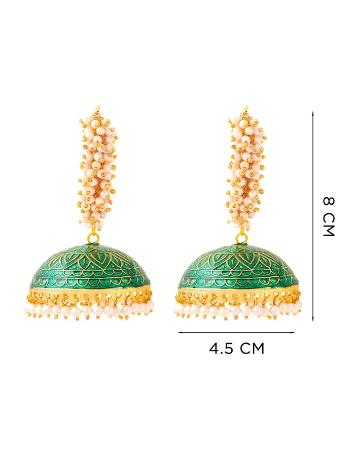 Yellow Chimes Meenakari Jhumka Earrings Handcrafted Gold toned Traditional Multicolor JhumkaJhumki Earrings for Women and Girls Green Big Jhumka Yellow Chimes Earrings