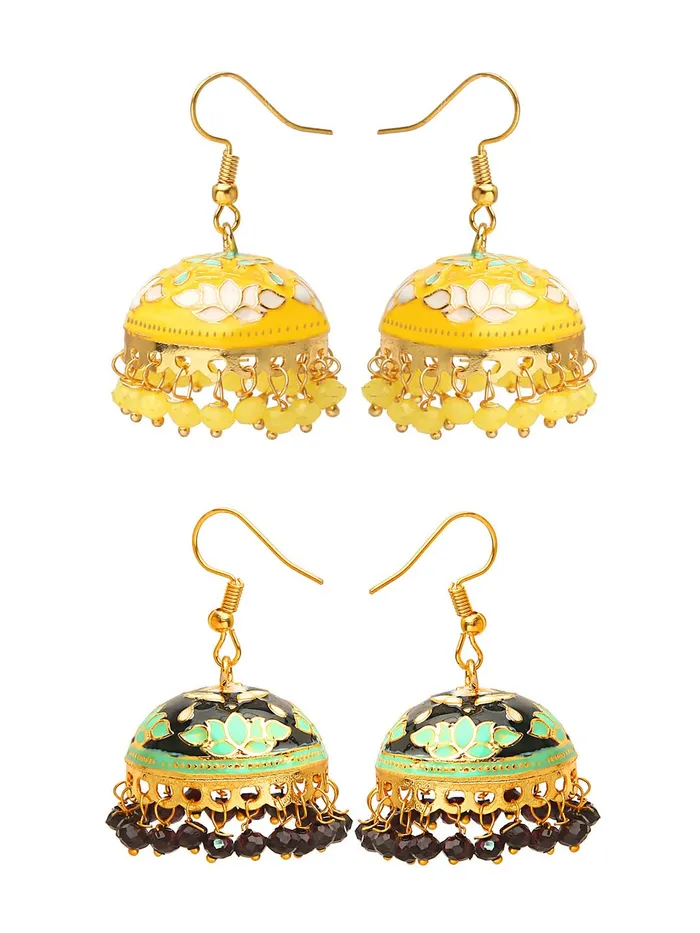 Yellow Chimes Meenakari Jumka Earrings with Ethnic Design Gold Plated Traditional Beads Combo of 2 pair for Women and Girls Yellow Chimes Bracelets Yellow Chimes Meenakari Jumka Earrings with Ethnic Design Gold Plated Traditional Beads Combo of 2 pair for Women and Girls Yellow Chimes Bracelets