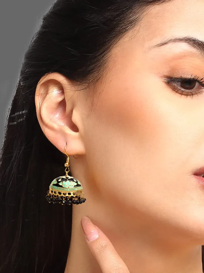 Yellow Chimes Meenakari Jumka Earrings with Ethnic Design Gold Plated Traditional Beads Combo of 2 pair for Women and Girls Yellow Chimes Bracelets