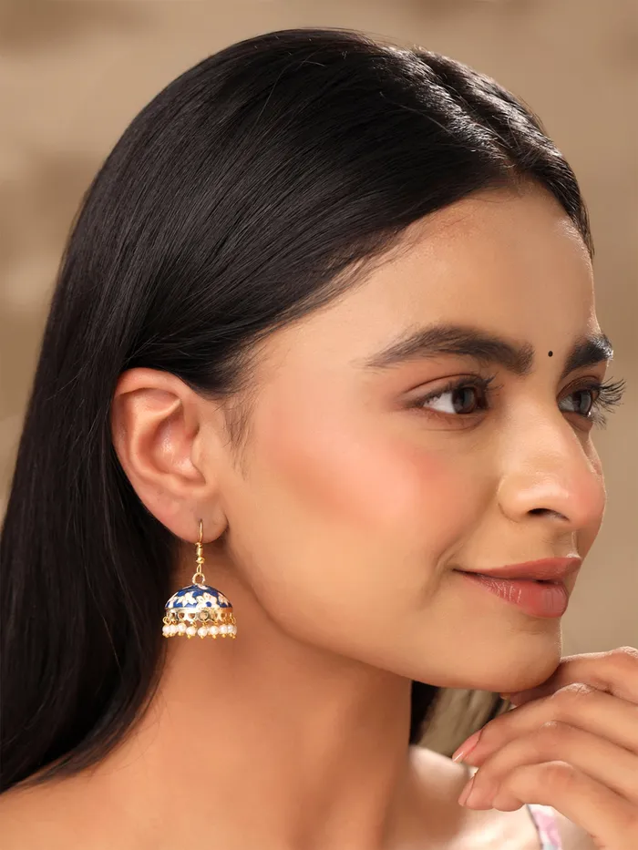 Yellow Chimes Meenakari Jumka Earrings with Ethnic Design Gold Plated Traditional Beads Combo of 3 pair for Women and Girls Yellow Chimes Earrings