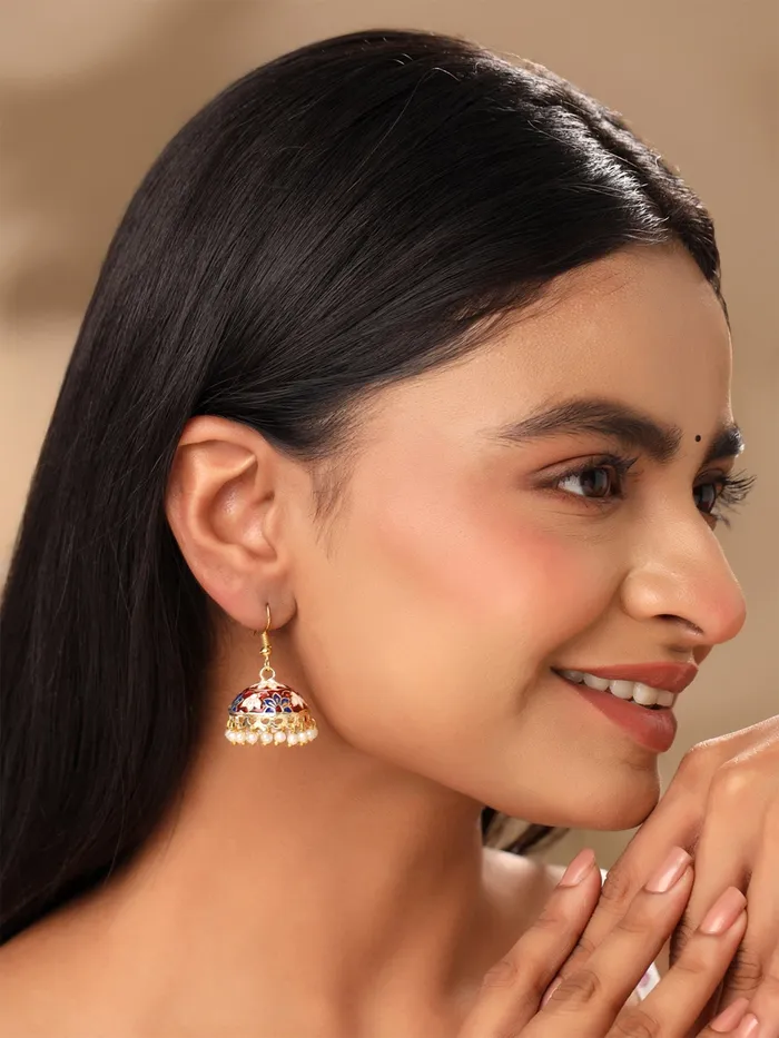 Yellow Chimes Meenakari Jumka Earrings with Ethnic Design Gold Plated Traditional Beads Combo of 3 pair for Women and Girls Yellow Chimes Earrings