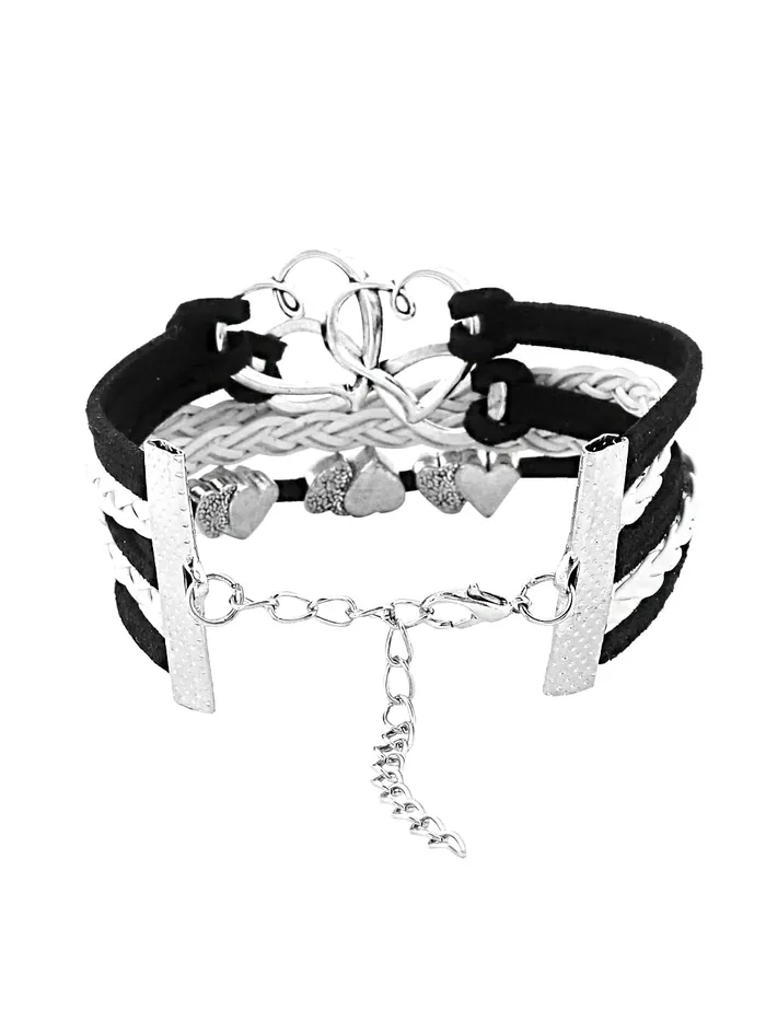 Yellow Chimes Multi Combo Heart Infinity Casual Wear Braided Leather Wraps Unisex Bracelets for Men and Women Yellow Chimes Bracelets