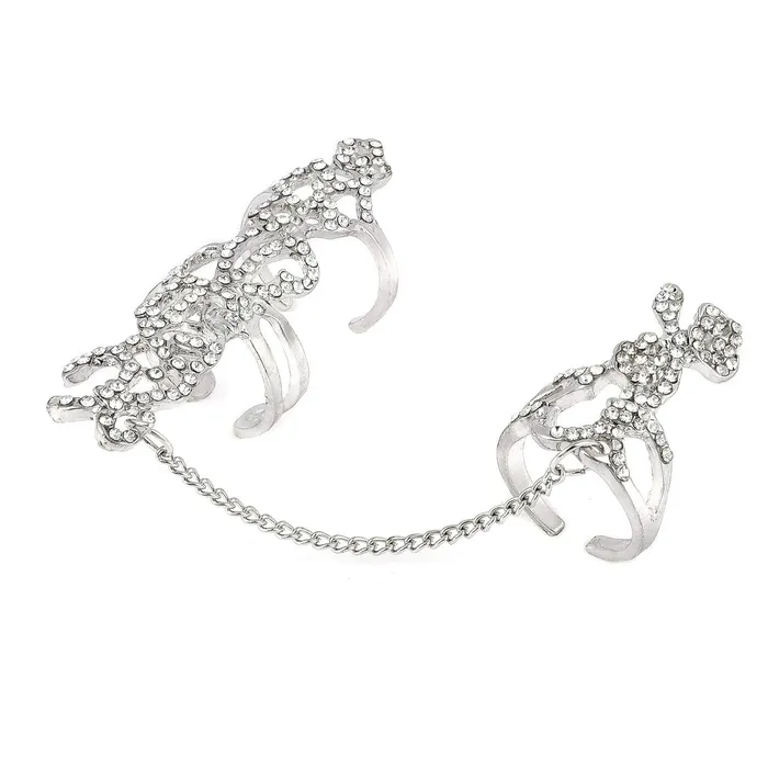 Yellow Chimes MultiFinger American Diamond Ring Luxurious Crystal Design Silver Womens Fashion Jewelry Necklaces Yellow Chimes MultiFinger American Diamond Ring Luxurious Crystal Design Silver Womens Fashion Jewelry Necklaces