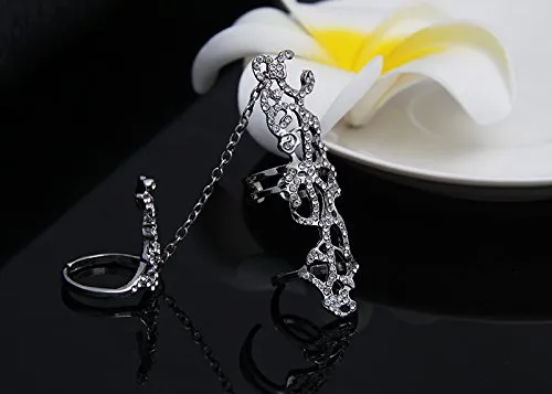 Yellow Chimes MultiFinger American Diamond Ring Luxurious Crystal Design Silver Womens Fashion Jewelry Necklaces