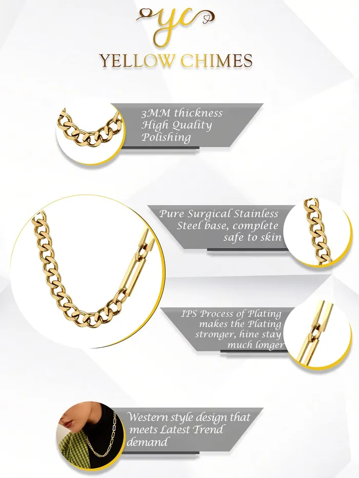 Yellow Chimes Necklace for Women and Girls Choker Chain Necklace for Women Golden Link Chain Choker Necklace for Girls Birthday Gift for girls and women Anniversary Gift for Wife Yellow Chimes Rings