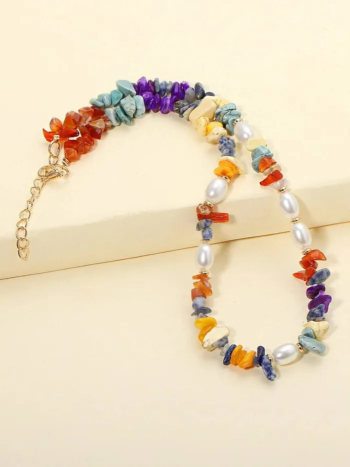 Yellow Chimes Necklace for Women and Girls Fashion Multicolor Choker Necklace for Women Carnelian Stone Pearl Choker Necklace for Girls Birthday Gift for Girls and women Yellow Chimes Necklaces