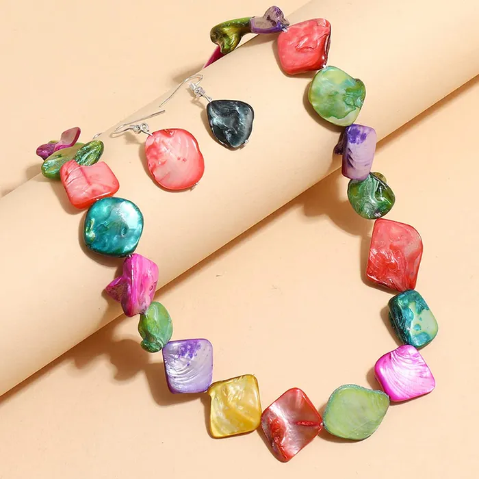 Yellow Chimes Necklace Set For Women Boho Multicolor Bead Choker Necklace With Earring For Women and Girls Yellow Chimes Earrings