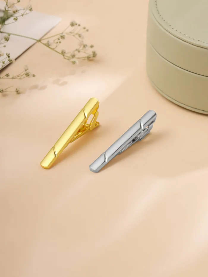 Yellow Chimes Necklaces Combo Gold Silver Toned StainlessSteel Tie Pins for Men Fashionable Accessories Medium Size