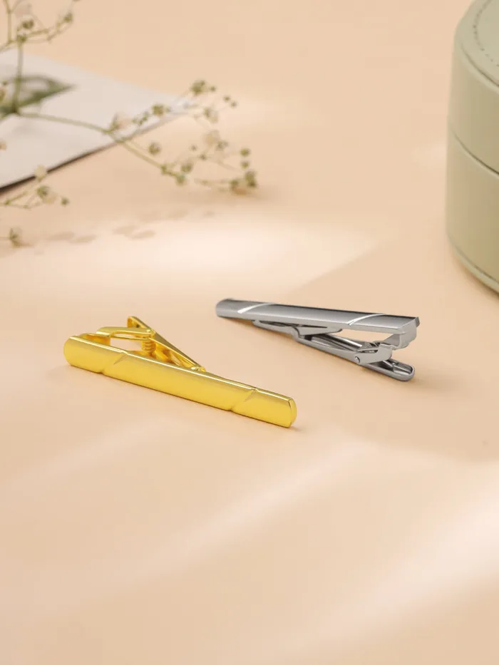 Yellow Chimes Necklaces Combo Gold Silver Toned StainlessSteel Tie Pins for Men Fashionable Accessories Medium Size