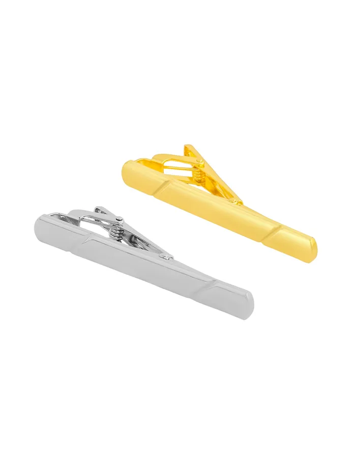 Yellow Chimes Necklaces Combo Gold Silver Toned StainlessSteel Tie Pins for Men Fashionable Accessories Medium Size