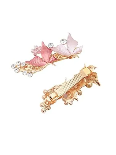 Yellow Chimes Necklaces Kairangi Hair Clips for Women Girls Barrette Hair Clips for Women Enameled Butterfly Clips for Women Pink French Barrette Hair Clips for Women and Girls Gift For Women Girls