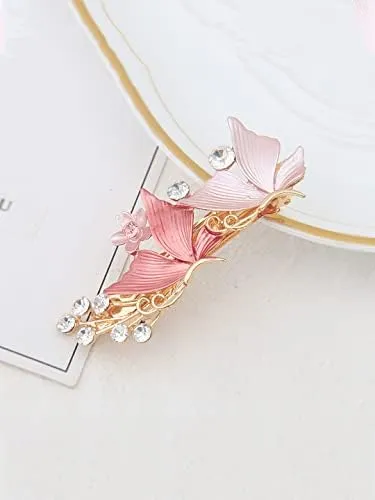 Yellow Chimes Necklaces Kairangi Hair Clips for Women Girls Barrette Hair Clips for Women Enameled Butterfly Clips for Women Pink French Barrette Hair Clips for Women and Girls Gift For Women Girls