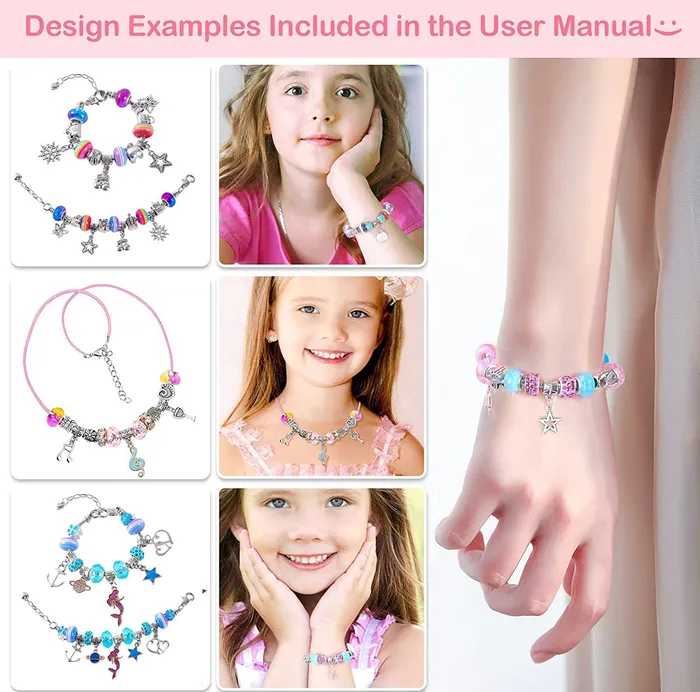 Yellow Chimes Necklaces Melbees by Yellow Chimes Bracelet for Kids and Girls Charm Bracelets Necklace for Women and Girls Multi Designed DIY Charm Bracelet Necklace Birthday Gift for Kids and Girls