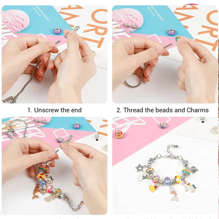 Yellow Chimes Necklaces Melbees by Yellow Chimes Bracelet for Kids and Girls Charm Bracelets Necklace for Women and Girls Multi Designed DIY Charm Bracelet Necklace Birthday Gift for Kids and Girls