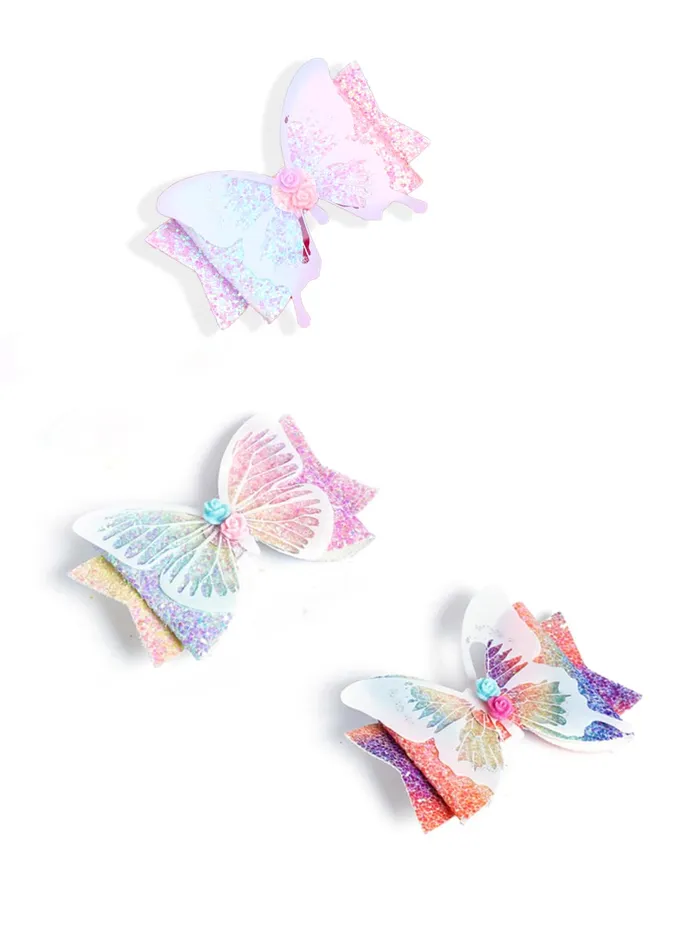 Yellow Chimes Necklaces Melbees by Yellow Chimes Hair Clips for Girls Set of 3 PCS Hairclips for Kids Butterfly Charm Big Hair Clips Hair Acessories for Girls and Kids