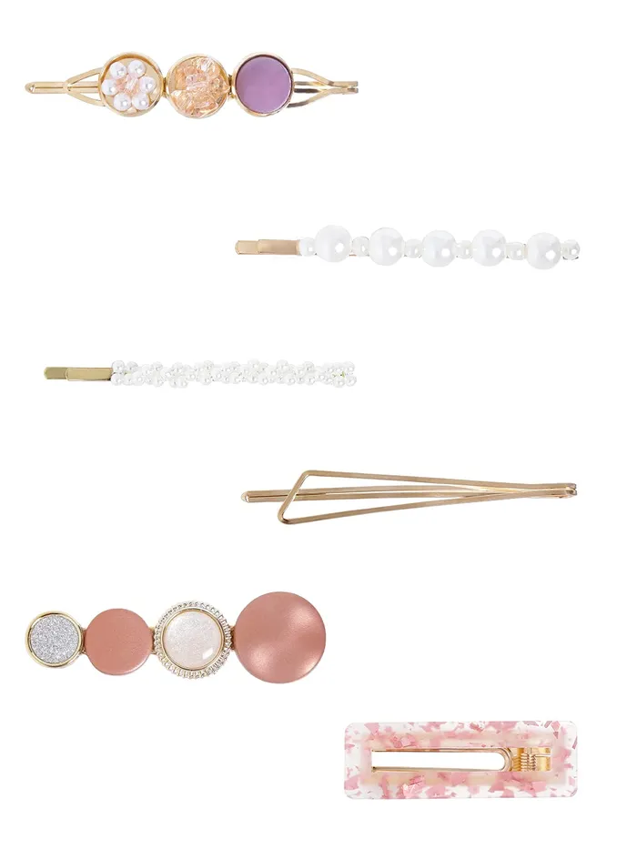Yellow Chimes Necklaces Yellow Chimes 6 pcs Acrylic Resin Pearl Bobby pins Fashion Hair Clips Hair Accessories for Women Girls Pack of 6 Multicolour Medium YCHACLWM002MC