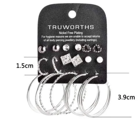 Yellow Chimes Necklaces Yellow Chimes 9 Pair Assorted Combo Crystal Stud and Big Hoops Earrings for Women and Girls Hoops Studs