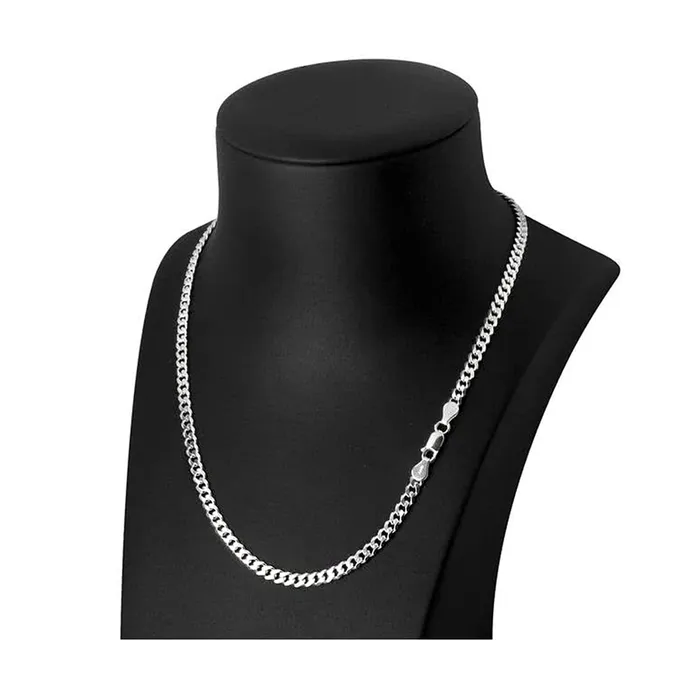 Yellow Chimes Necklaces Yellow Chimes 925 Sterling Silver Hallmark and Certified Purity Silver Curb Chain Necklace for Men and Boys Medium YCSJCH1CURBCHNSL