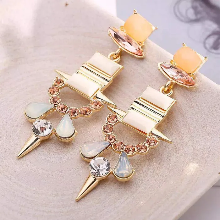 Yellow Chimes Necklaces Yellow Chimes Antique Design Crystal Retro Style Gold Plated Dangle Earrings for Women and Girls