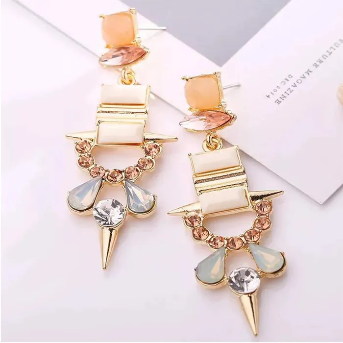 Yellow Chimes Necklaces Yellow Chimes Antique Design Crystal Retro Style Gold Plated Dangle Earrings for Women and Girls