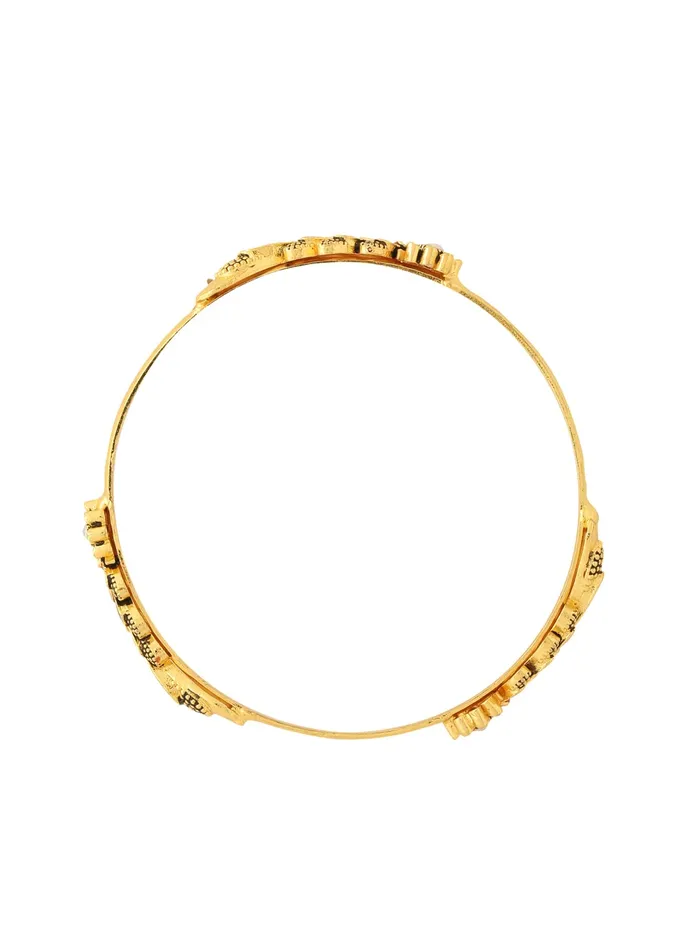 Yellow Chimes Necklaces Yellow Chimes Bangles for Women Gold Toned Floral Designed Meenakari Touch Traditional Bangles for Women and Girls