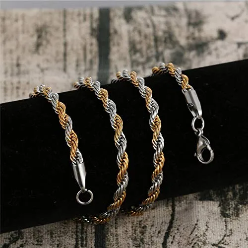 Yellow Chimes Necklaces Yellow Chimes Chain for Men and Boys Duel Tone Twisted Rope Neck Chain for Men Stainless Steel Chains for Men Birthday Gift for Men and Boys Anniversary Gift for Husband