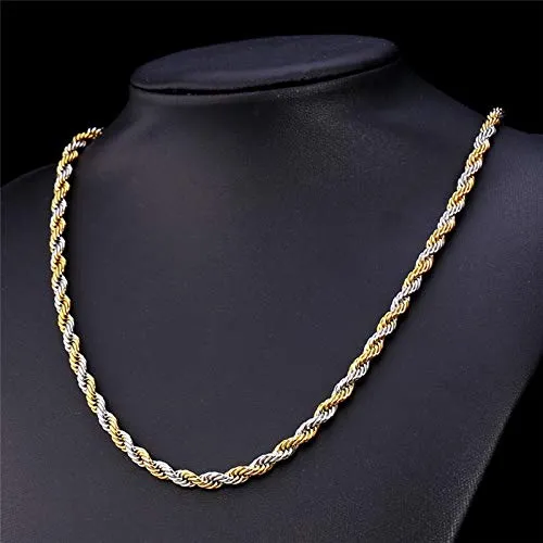 Yellow Chimes Necklaces Yellow Chimes Chain for Men and Boys Duel Tone Twisted Rope Neck Chain for Men Stainless Steel Chains for Men Birthday Gift for Men and Boys Anniversary Gift for Husband