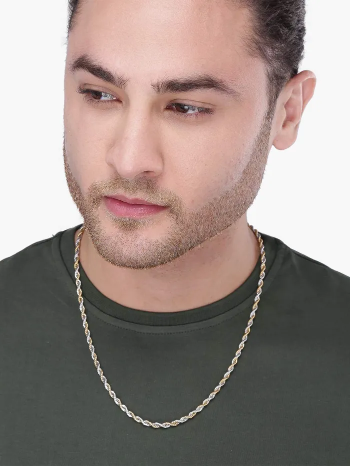 Yellow Chimes Necklaces Yellow Chimes Chain for Men and Boys Duel Tone Twisted Rope Neck Chain for Men Stainless Steel Chains for Men Birthday Gift for Men and Boys Anniversary Gift for Husband