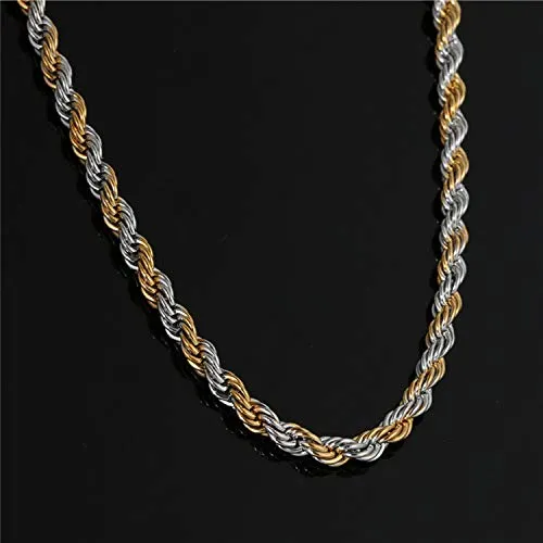Yellow Chimes Necklaces Yellow Chimes Chain for Men and Boys Duel Tone Twisted Rope Neck Chain for Men Stainless Steel Chains for Men Birthday Gift for Men and Boys Anniversary Gift for Husband