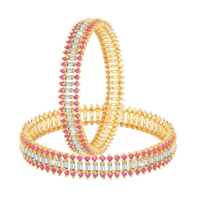 Yellow Chimes Necklaces Yellow Chimes Classic Set of 2 Pcs Pink ADAmerican Diamond Studded 18k Gold Plated Handcrafted Designer Bangles for Women Girls 24 Yellow Chimes Necklaces Yellow Chimes Classic Set of 2 Pcs Pink ADAmerican Diamond Studded 18k Gold Plated Handcrafted Designer Bangles for Women Girls 24