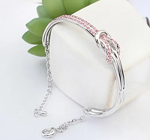 Yellow Chimes Necklaces Yellow Chimes Crystals from Swarovski Platinum Plated Cute Knot Crystal Bracelet for Women and Girls
