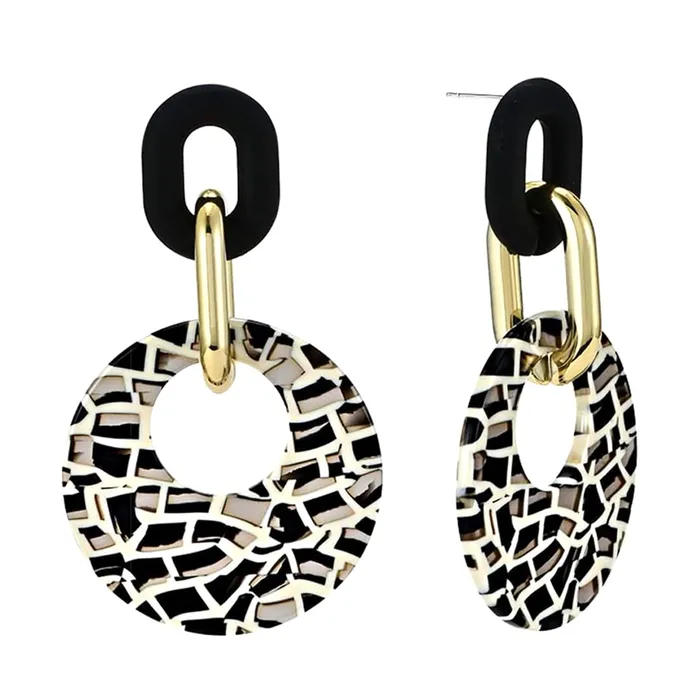 Yellow Chimes Necklaces Yellow Chimes Earrings For Women Black Golden Linked Geometric Shape With Black and White Round Circle attached Drop Earrings For Women and Girls Yellow Chimes Necklaces Yellow Chimes Earrings For Women Black Golden Linked Geometric Shape With Black and White Round Circle attached Drop Earrings For Women and Girls