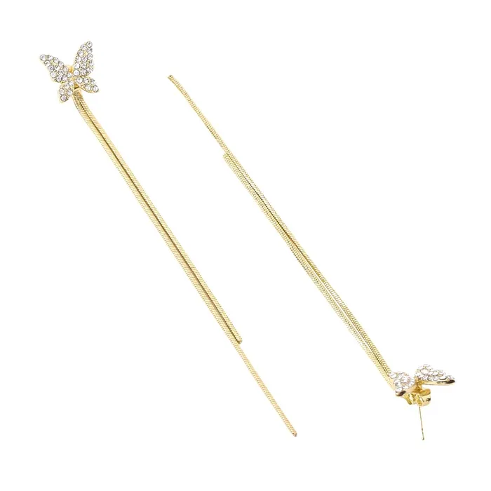 Yellow Chimes Necklaces Yellow Chimes Earrings For Women Gold Tone 2 Pair Combo of Butterfly and Leaf Designed Stone Pearl Dangler Earrings For Women and Girls