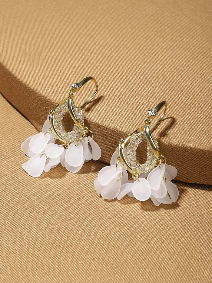 Yellow Chimes Necklaces Yellow Chimes Earrings for Women with White Crystal Studded Classic Design Gold Plated Jewellery for Women and Girls