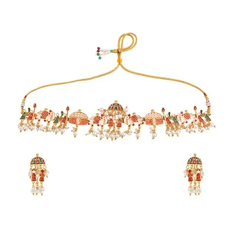 Yellow Chimes Necklaces Yellow Chimes Ethnic Gold Plated Studded Kundan Green Beads Design Jewellery Set Traditional Choker Necklace Set with Earrings and maang Tikka for Women and Girls Design 2 Yellow Chimes Necklaces Yellow Chimes Ethnic Gold Plated Studded Kundan Green Beads Design Jewellery Set Traditional Choker Necklace Set with Earrings and maang Tikka for Women and Girls Design 2