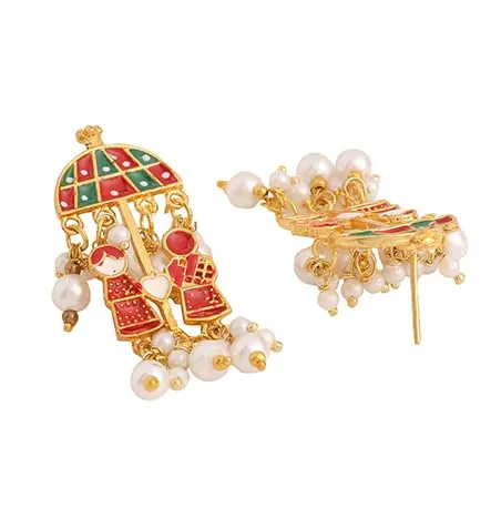 Yellow Chimes Necklaces Yellow Chimes Ethnic Gold Plated Studded Kundan Green Beads Design Jewellery Set Traditional Choker Necklace Set with Earrings and maang Tikka for Women and Girls Design 2