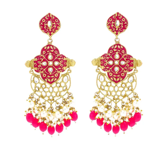 Yellow Chimes Necklaces Yellow Chimes Ethnic Gold Plated Traditional Pearl Beads Pink Meenakari Flower Design Dangler Earrings for Women and Girls Medium YCTJER102MNKDNGPK Yellow Chimes Necklaces Yellow Chimes Ethnic Gold Plated Traditional Pearl Beads Pink Meenakari Flower Design Dangler Earrings for Women and Girls Medium YCTJER102MNKDNGPK