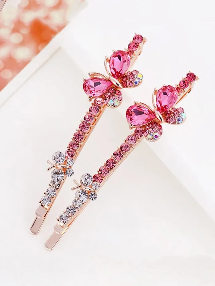 Yellow Chimes Necklaces Yellow Chimes Hair Pins for Women Girls Hair Accessories for Women Hair Pin 2 Pcs Crystal Blue Cute Floral Bobby Pins for Hair Pins for Girls Bobby Pins fro women Gift for Women and Girls